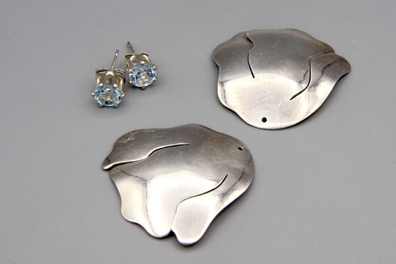 Blue Topaz Stud Earrings, 925 Sterling Silver Stu… - image 2