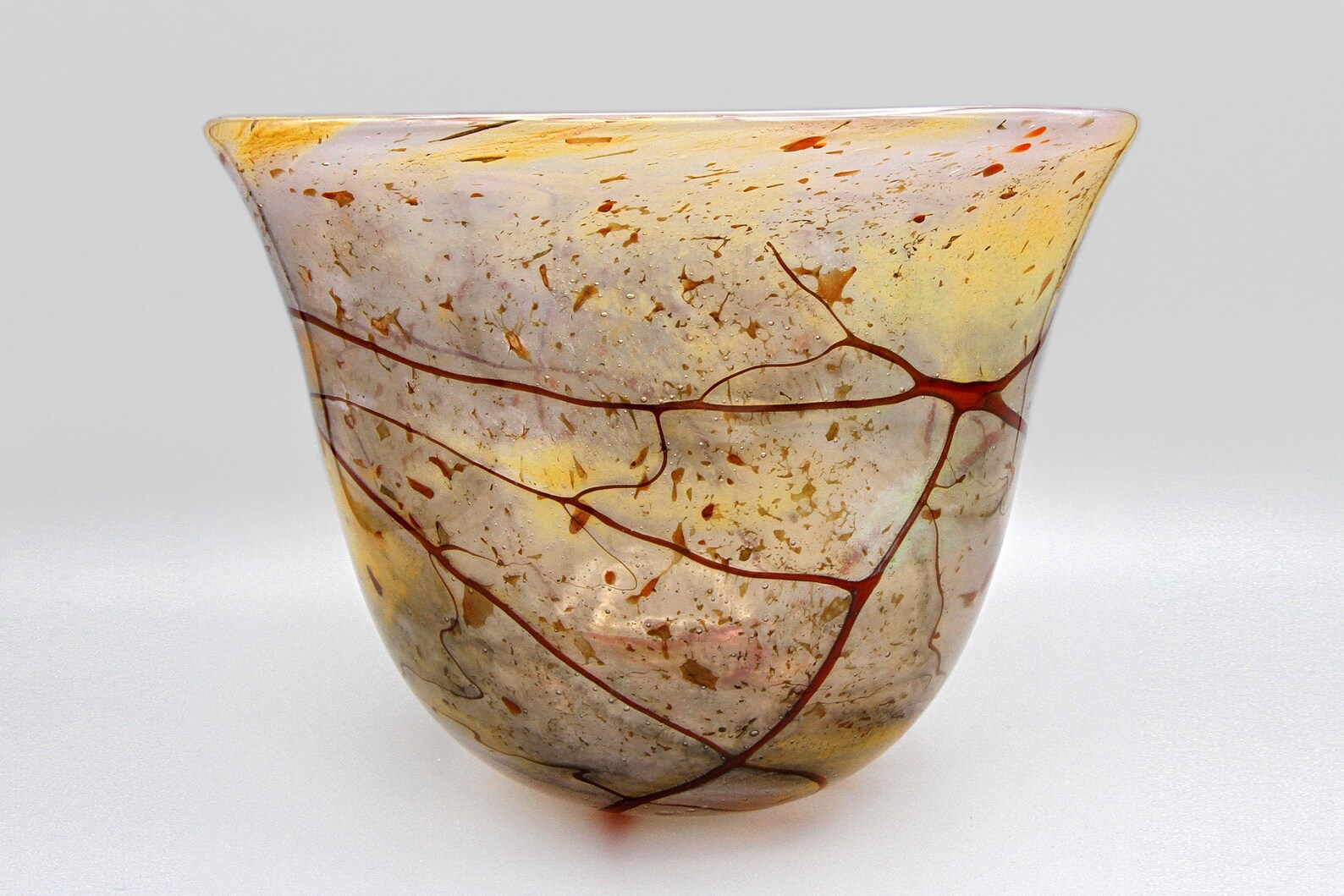 Abstract Modern Hand Blown Glass Bowl Red Veins Glass Vase Etsy