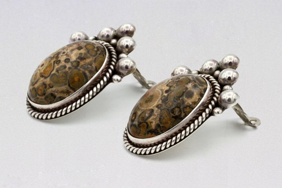 Leopard Skin Earrings, Modernist Taxco Mexico, Ja… - image 8