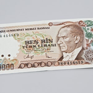 Jahrgang 1984 5000 Türken Lirasi Papiergeld, 5000 Türkische Lira Bes Bin, Alte Banknoten aus der Türkei, Alte Währung Banknote, Papiergeld aus dem Nahen Osten