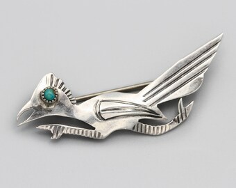 ヴィンテージ ナバホ族 ターコイズ ロードランナー バード シルバー