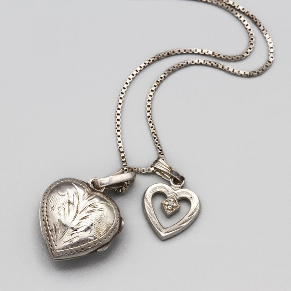 Puffy Heart Pendant Necklace, 925 Sterling Silver Locket Pendant, Etched Scroll Leaves Design, Heart Pendant With Charm, Romantic Jewelry