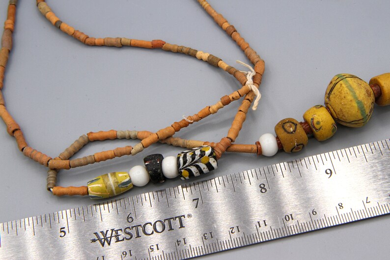 Antique 1800s African Beads Collection Ancient Terracotta Beads Necklace Mali Tombs Clay Beaded Necklace West African Multicolor Jewelry