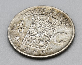 オランダ領東インド 1942S 1/10 グルデン硬貨、720 銀貨