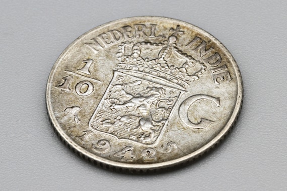 オランダ領東インド 1942S 1/10 グルデン コイン、720 銀貨