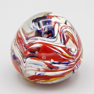 Swirl Storm Blown Glass Art, Red Blue and Yellow Glass Paperweight ...