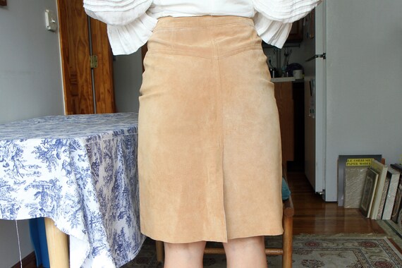 Bebe Real Leather Tan Skirt Size 2, Suede Skirt S… - image 2