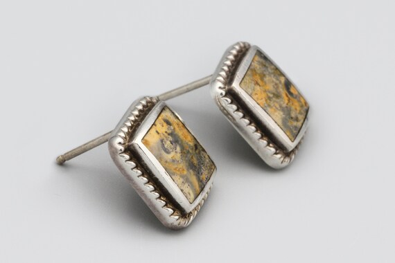 Orange Jasper Sterling Stud Earrings, 925 Silver … - image 6