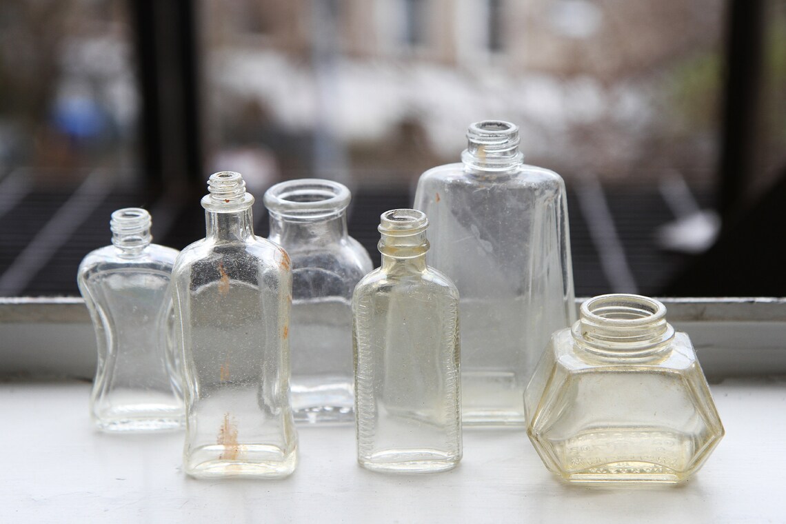 Lot of 6 Antique Clear Glass Bottles Found in New York USA Etsy