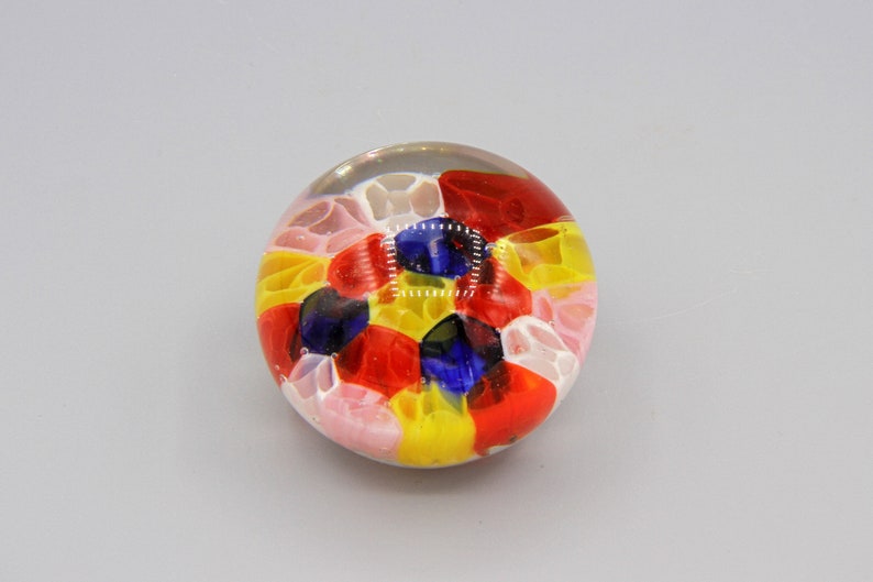 Millefiori Cane Art Paperweight, Small Multi Color Honeycomb Glass, Handmade Glass Ball, Colorful Glass Flowers, Rainbow Floral Paperweight image 7