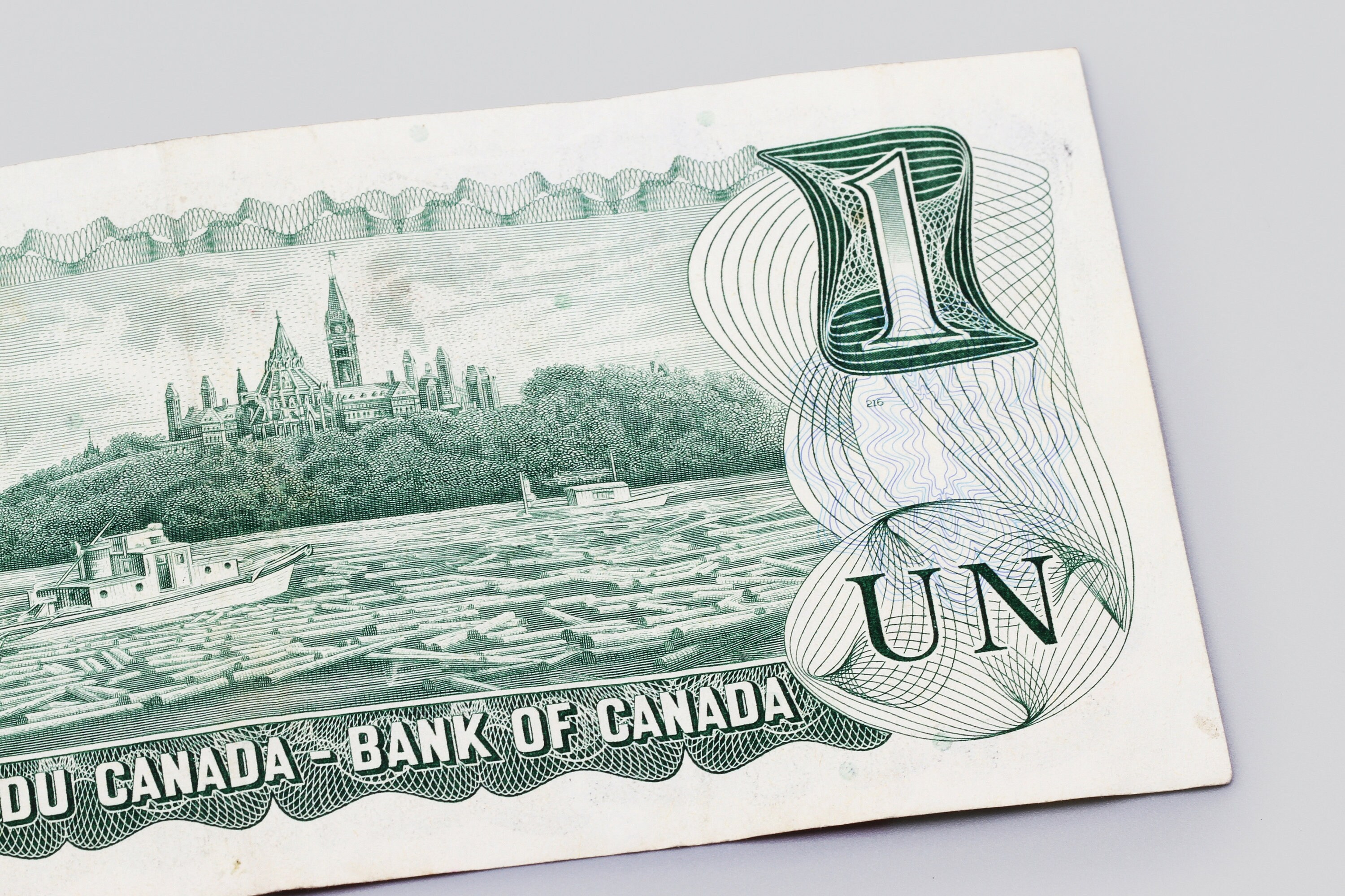 旧紙幣　カナダドル 1973年カナダ1ドル紙幣、カナダ銀行エリザベス2世女王、1ドル紙幣