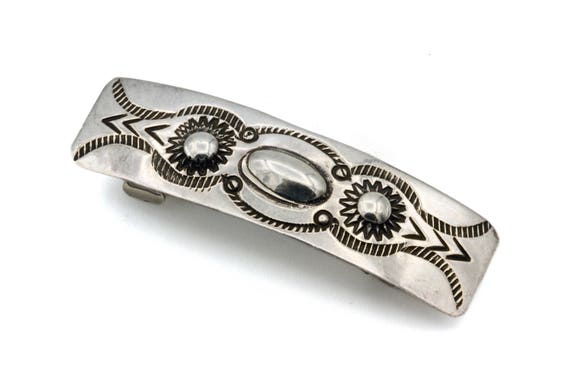 Handmade Sterling Silver Hair Barrette Clip, Navaj