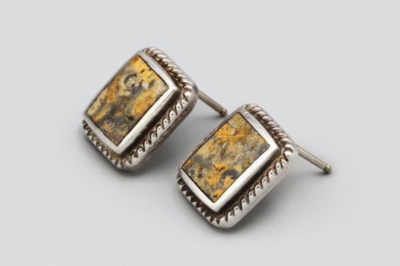 Orange Jasper Sterling Stud Earrings, 925 Silver … - image 5