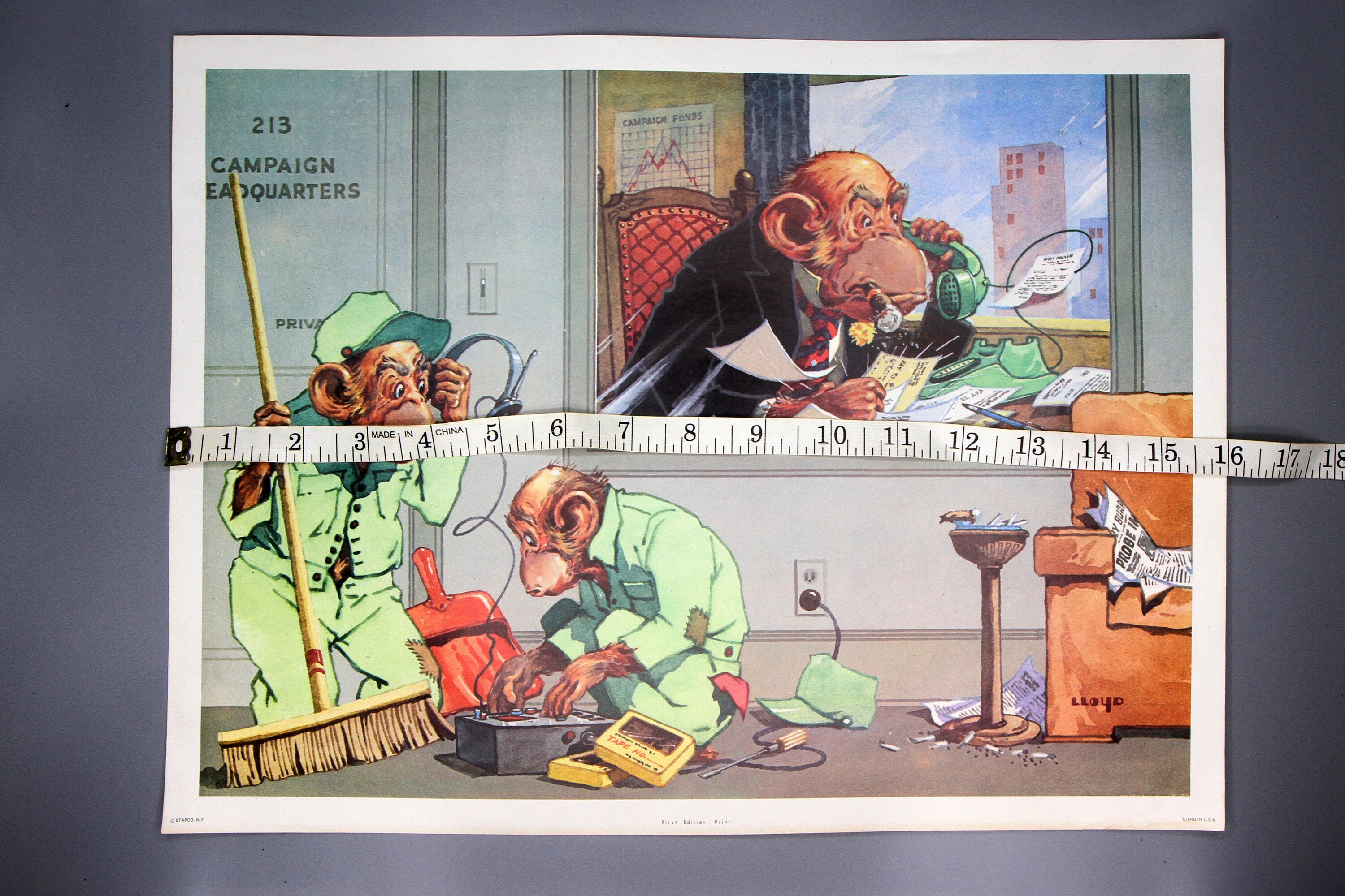 Retro Office Wall Decoration Funny Monkey Art Colorful Etsy