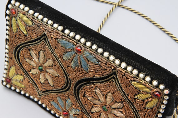Elegant Needlework Floral Purse, Metallic Thread … - image 7