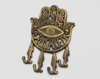 Mazal Good Luck Hamsa Hand Small Key Chain with Traveler's Prayer in