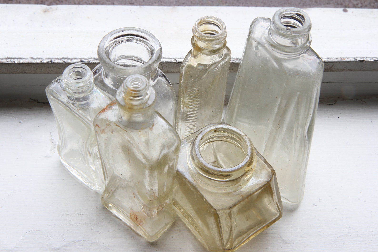 Lot of 6 Antique Clear Glass Bottles Found in New York USA Etsy