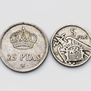 スペイン 10 ペセタ 1902年 カルロス1世 スペインコインコレクション：10ペセタ、フアン・カルロス1世（1975