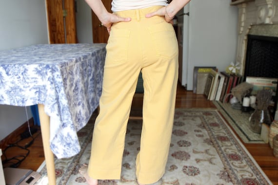 Light Yellow High Rise Pants Size 6, Jeans With Pockets, Cotton Chino Pants  Size S, Wide Leg Crop, Girlfriend Pants, Straight Leg Jeans 