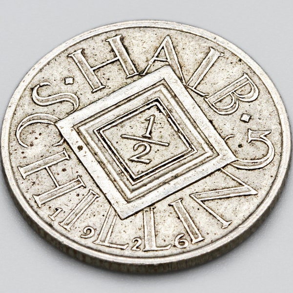 1926 Austria 1/2 Schilling, Half Schilling 640 Silver Coin, Art Deco Design High Grade Coin, Osterreich Currency, Foreign World Currency