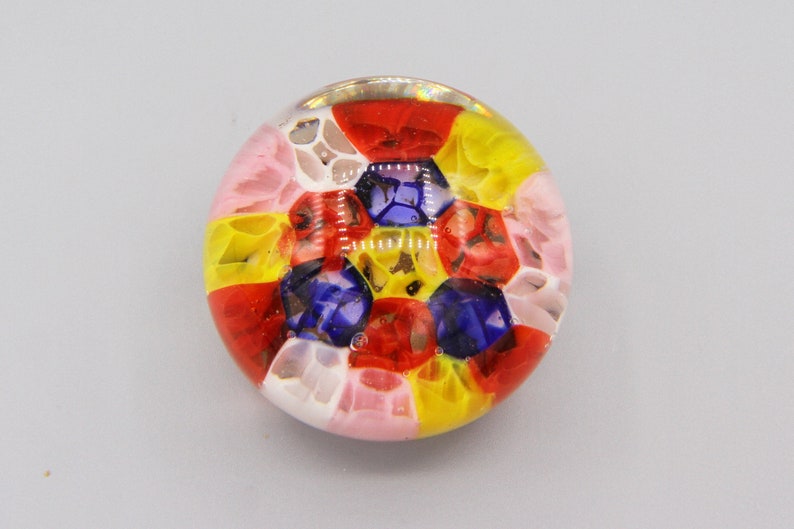 Millefiori Cane Art Paperweight, Small Multi Color Honeycomb Glass, Handmade Glass Ball, Colorful Glass Flowers, Rainbow Floral Paperweight image 1