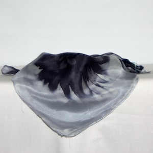Pañuelo de seda cuadrado negro y gris pálido, pañuelo de seda, mascarilla de seda, pañuelo en caja de regalo