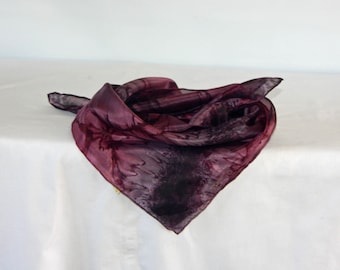 Black and Burgundy Red Square Silk Bandanna, silk neck tie, silk facemask, gift boxed scarf
