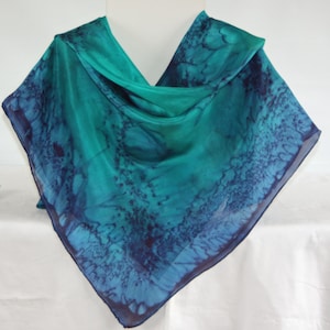Smaragdgrün und Marineblau Großes quadratischer Seidenschal, Seidenverpackung, Seidenkrawatte, Geschenkboxschal