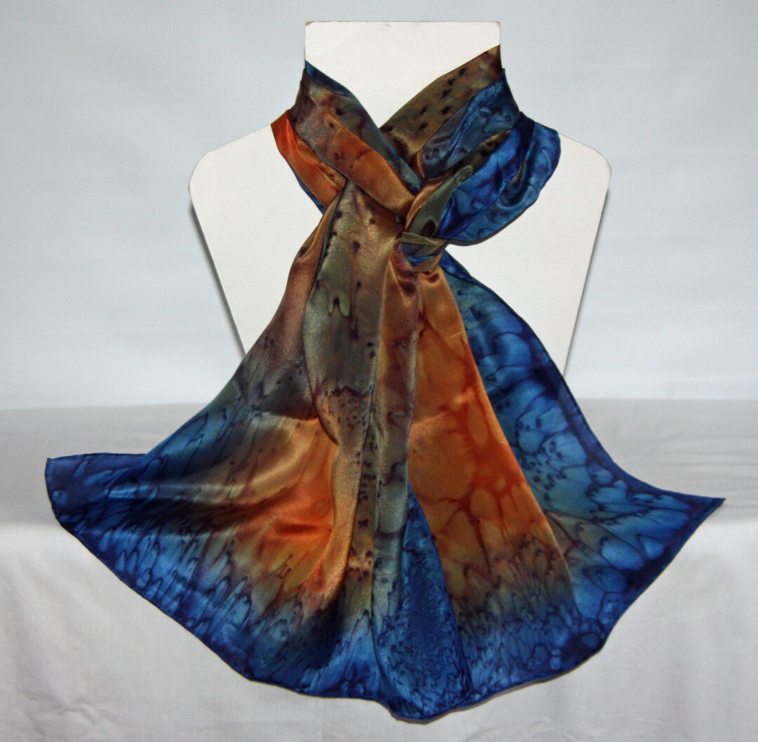 Instant scarve - Navy blue with orange main image 0