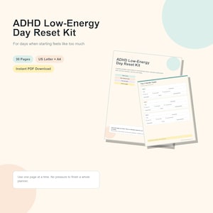 Kit de reinicio para personas con TDAH de baja energía, inicio de tareas y planificador para la confusión mental (descarga en PDF)