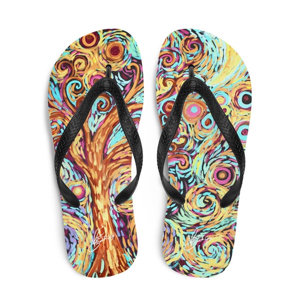 Dreamweaver Sky Natasha Bouchillon Jeweled Tree Art Flip-Flops