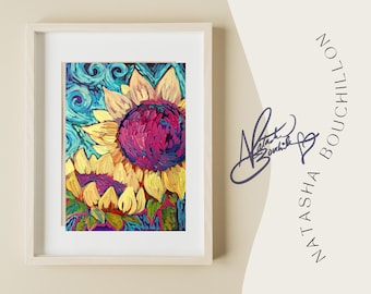 Sunflower Field Floral Pop Art Print Signed by Artist Natasha Bouchillon