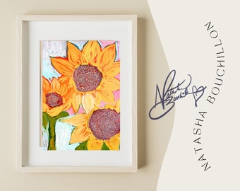 Sunflower Field Floral Pop Art Print Signed by Artist Natasha Bouchillon