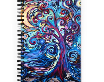 Stormy Night Swirly Tree Natasha Bouchillon Art Spiral notebook