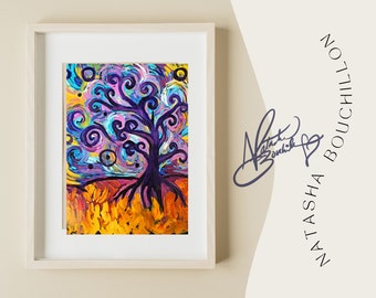 Jeweled Swirly Tree Floral Pop Art Print Signed by Artist Natasha Wescoat Bouchillon