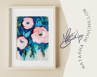 White Roses Floral Pop Fine Art Print Signed by Artist Natasha Wescoat Bouchillon