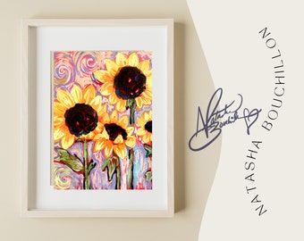 Sunflower Field Floral Pop Art Print Signed by Artist Natasha Bouchillon