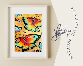 Butterfly Rainbow Wings Pop Art Print Signed by Artist Natasha Bouchillon