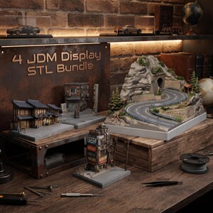 JDM Car Display STL Bundle, Japanese Street Racing Diorama, Automotive Display Base