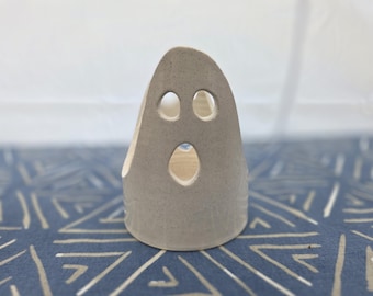 Ghost Candle Lantern, Handmade Pottery Halloween Lantern