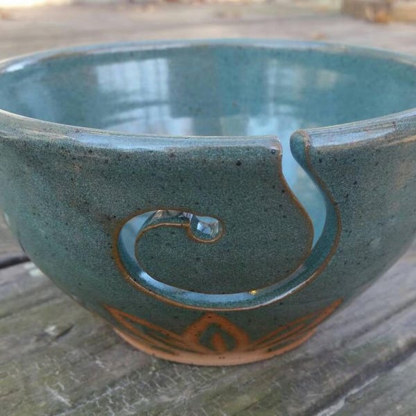 Yarn Bowl, Blue Pottery Yarn Ball Bowl, Handmade Pottery