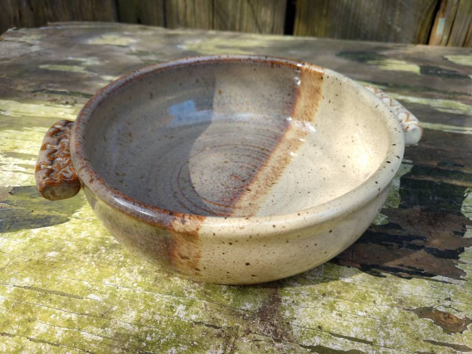 Rustic handcrafted bowl for serving medieval dishes