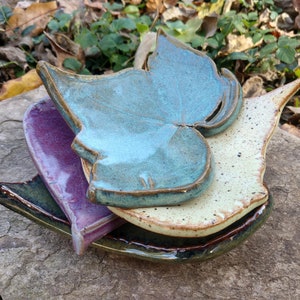 Leaf Ring Dish, Pottery Leaf Cutout, Spoon Rest, Votive Holder, Candle Holder,