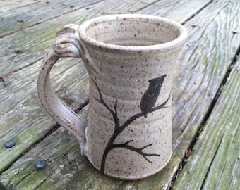 Owl Pottery Mug, Handmade Pottery Mug, Owl Pottery