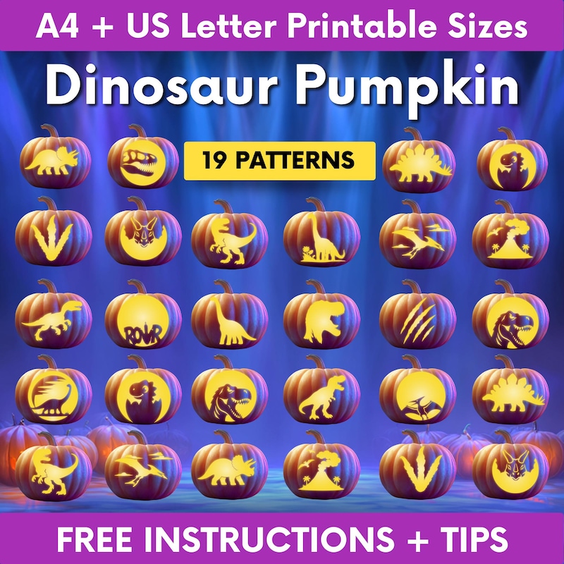 Pumpkin Dinosaur Stencil - Etsy