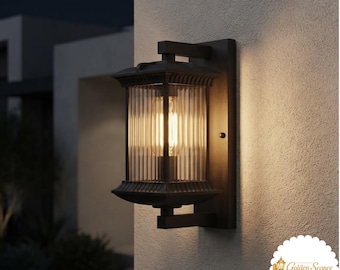 Outdoor Wall Light Waterproof Vintage Lantern Brown Metal Glass IP54 E27 Exterior Wall Sconce Porch Light Garden Patio Decor Lamp