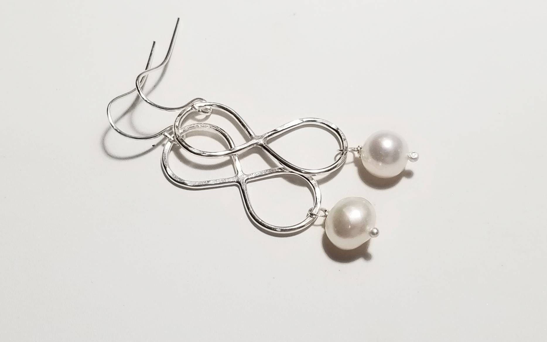 Sterling Silver Infinity and Pearl Earrings Bridesmaid Gift Etsy