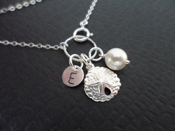 Items similar to Personalized Sterling Silver Charm Necklace, Sand ...
