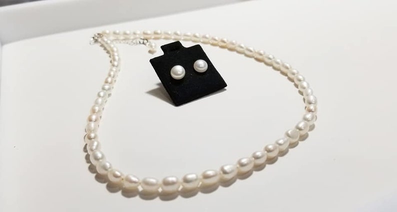Bracelet Earrings Freshwater Pearl Jewelry Set Sterling Silver Flower Girl Set Birthday Gift Necklace First Cummunion Gift