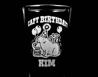 Cute Little Capybara CAPY BIRTHDAY Gift Sand Blasted Engraved Glass Adorable Animal Gift
